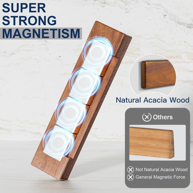ENOKING Magnetic Knife Strips, Magnetic Knife Holder for Wall 10 Inch, Acacia Wood Knife Magnetic Strip Use as Knife Bar, Knife Holder for Kitchen Utensil Organizer, Without hooks - Image 3